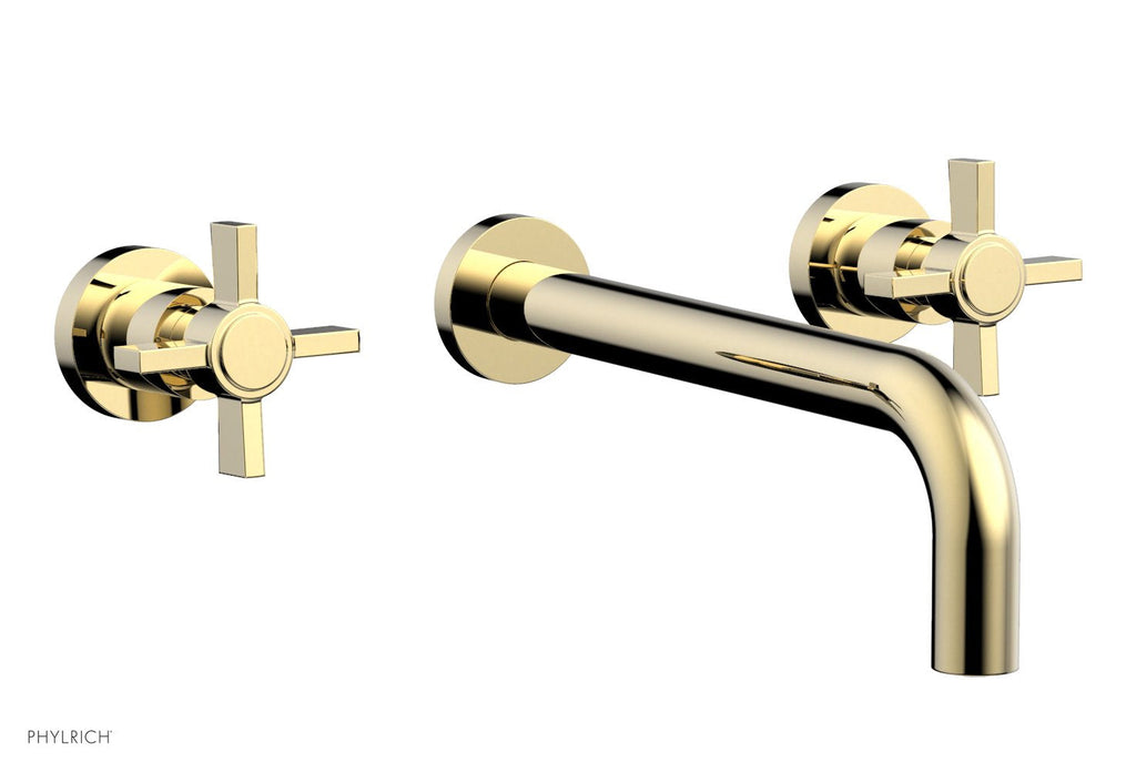 BASIC Wall Lavatory Set 10" Spout   Blade Cross Handles by Phylrich - Polished Brass Uncoated