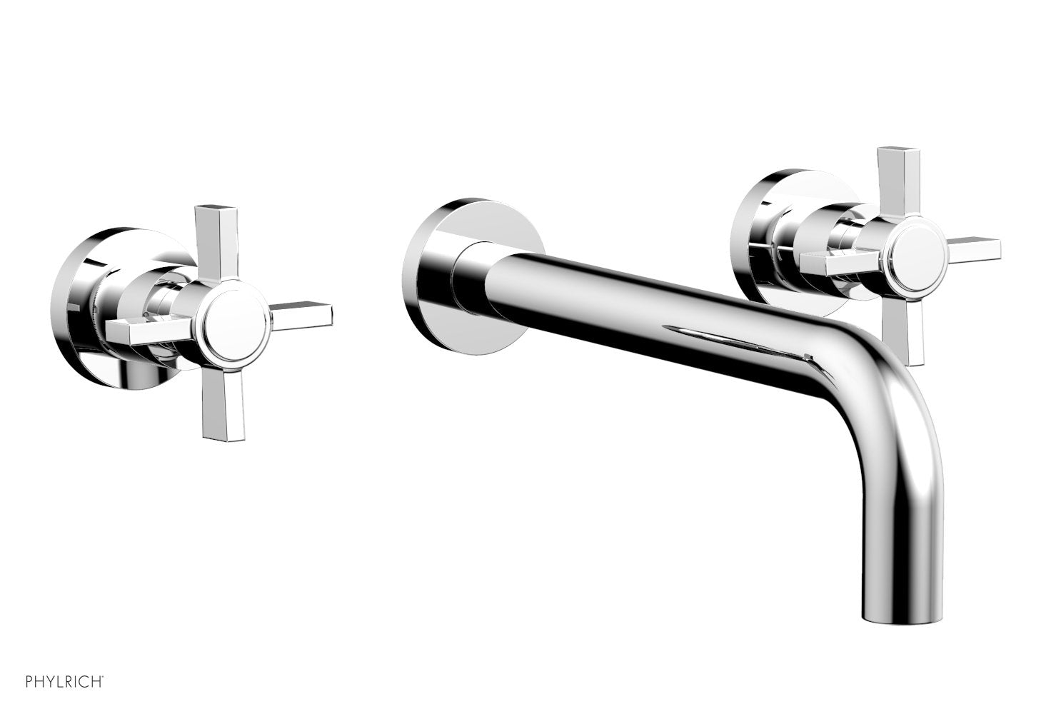 BASIC Wall Lavatory Set 10" Spout   Blade Cross Handles by Phylrich - Satin Brass