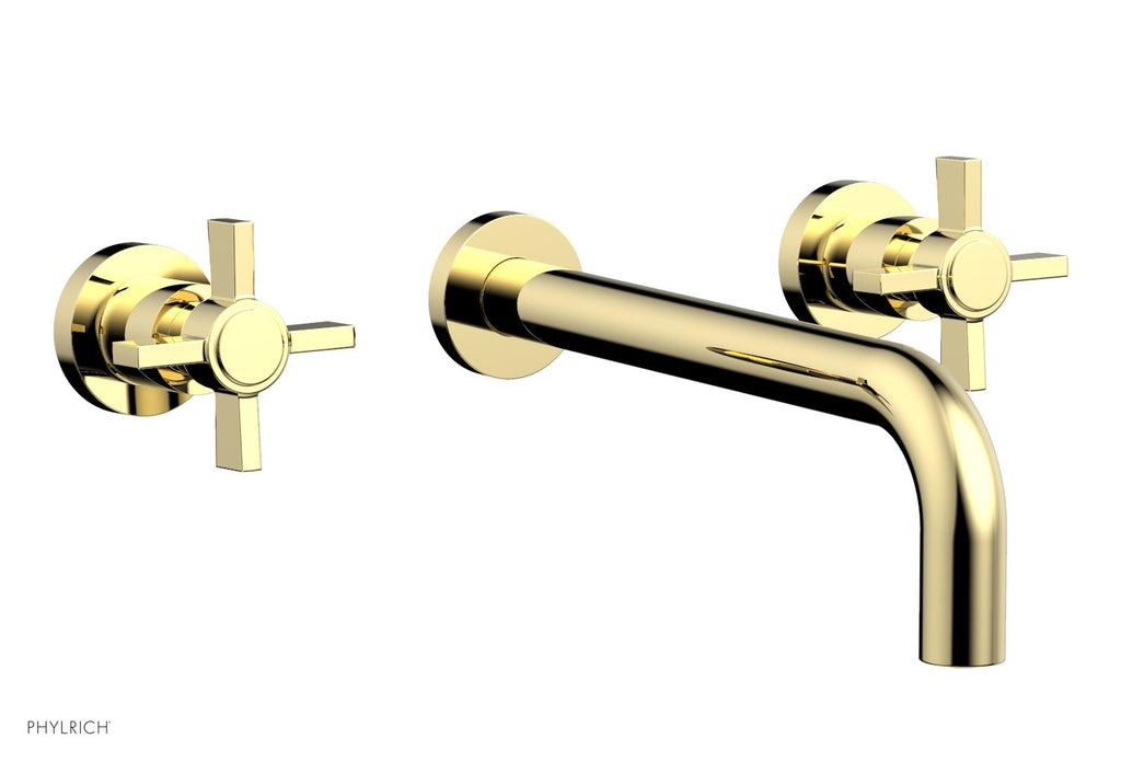 BASIC Wall Lavatory Set 10" Spout   Blade Cross Handles by Phylrich - Polished Brass