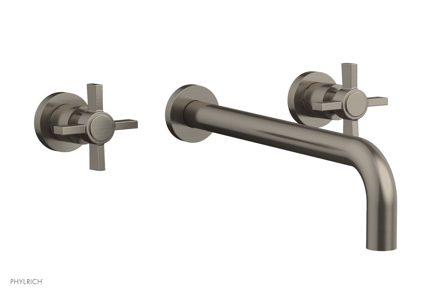 BASIC Wall Lavatory Set 12" Spout   Blade Cross Handles by Phylrich - Pewter