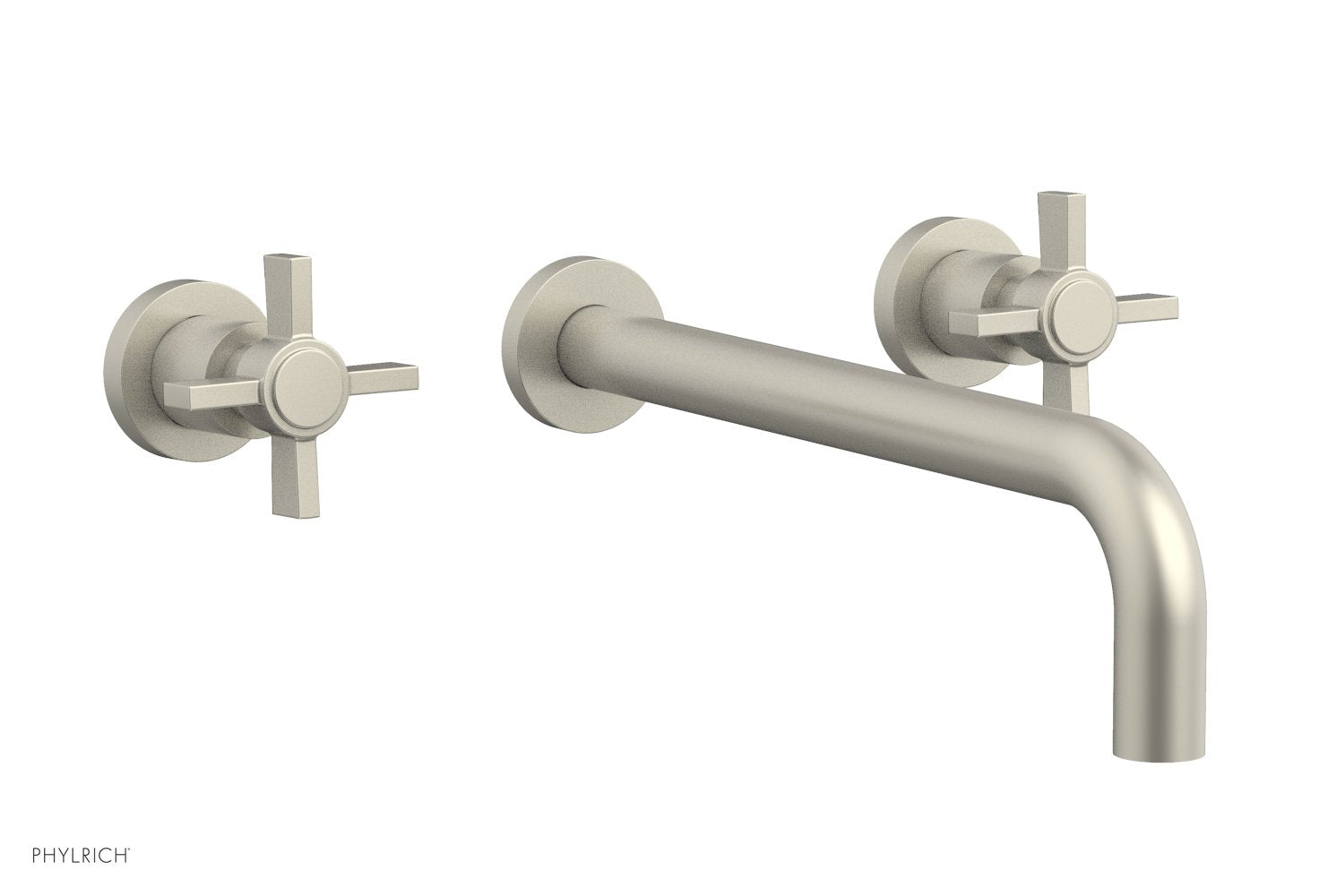 BASIC Wall Lavatory Set 12" Spout   Blade Cross Handles by Phylrich - Burnished Nickel