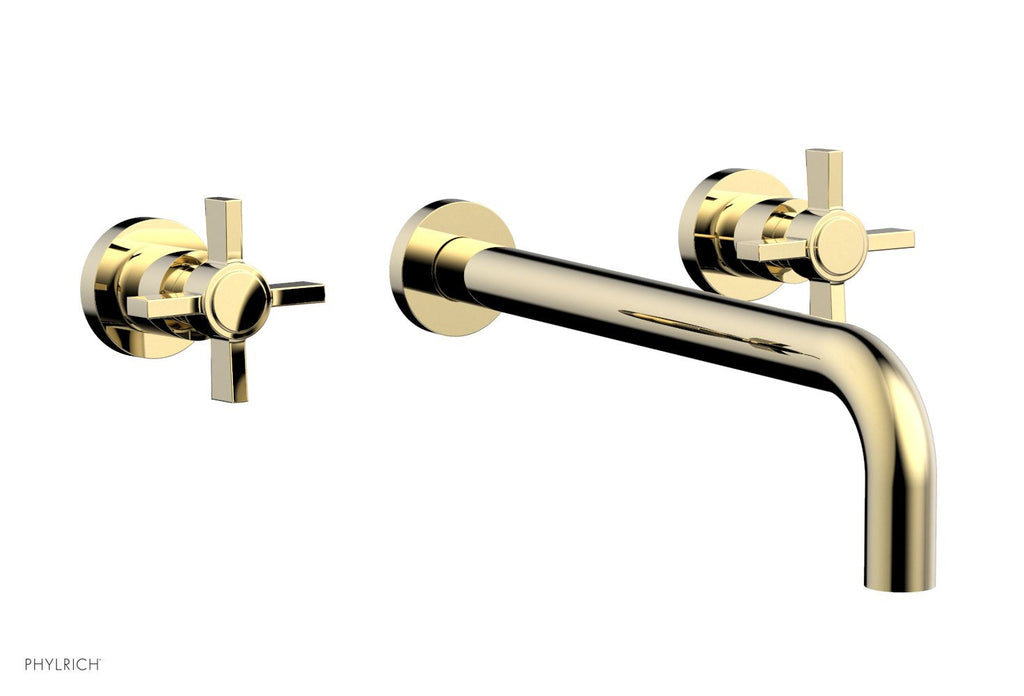 BASIC Wall Lavatory Set 12" Spout   Blade Cross Handles by Phylrich - Polished Brass Uncoated