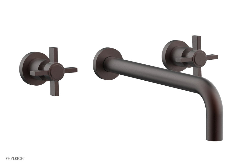 BASIC Wall Lavatory Set 12" Spout   Blade Cross Handles by Phylrich - Weathered Copper