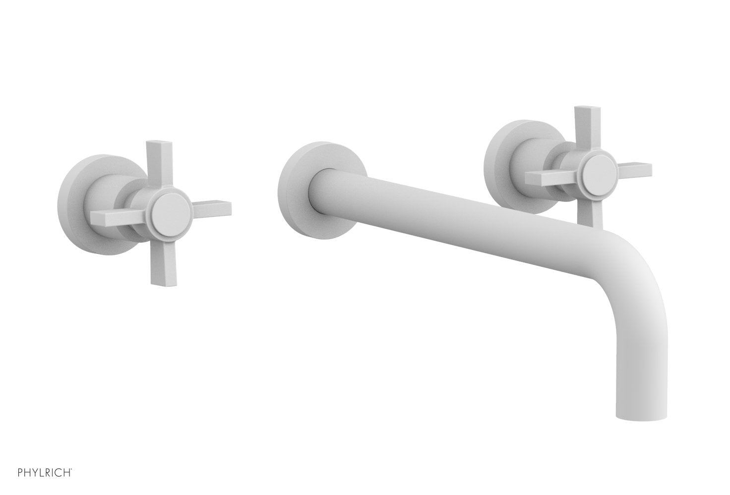 BASIC Wall Lavatory Set 12" Spout   Blade Cross Handles by Phylrich - Satin White