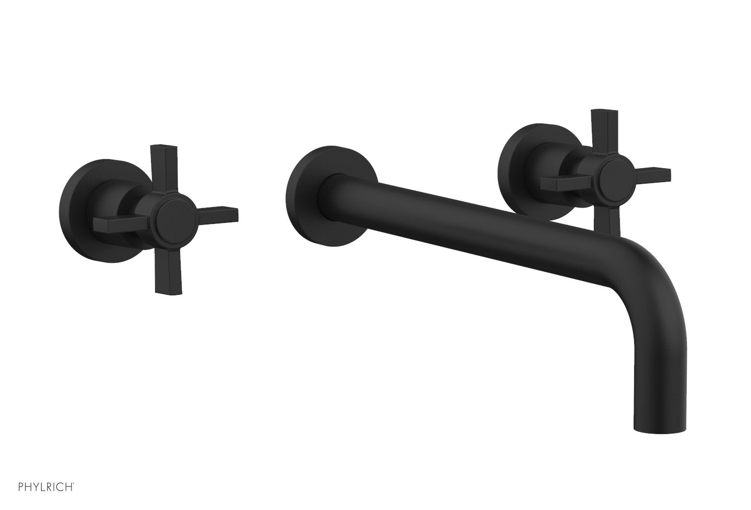 BASIC Wall Lavatory Set 12" Spout   Blade Cross Handles by Phylrich - Matte Black