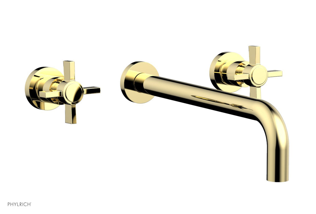 BASIC Wall Lavatory Set 12" Spout   Blade Cross Handles by Phylrich - Polished Brass
