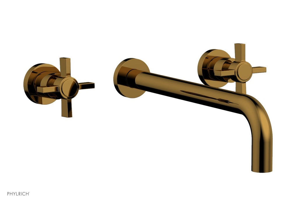 BASIC Wall Lavatory Set 12" Spout   Blade Cross Handles by Phylrich - French Brass