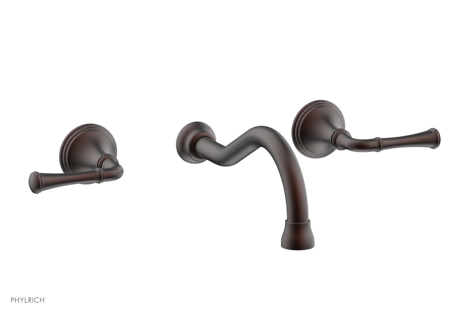 3RING Wall Lavatory Set   Straight Lever Handles by Phylrich - Weathered Copper
