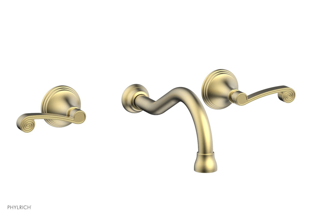 3RING Wall Lavatory Set   Curved Lever Handles by Phylrich - Burnished Gold