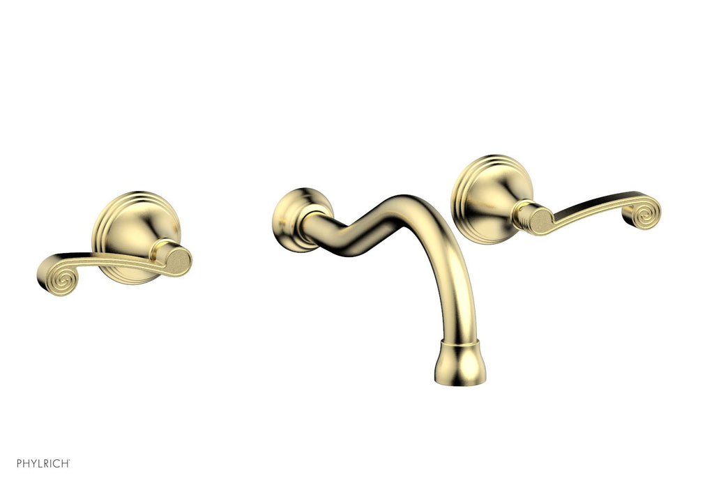 3RING Wall Lavatory Set   Curved Lever Handles by Phylrich - Polished Brass Uncoated