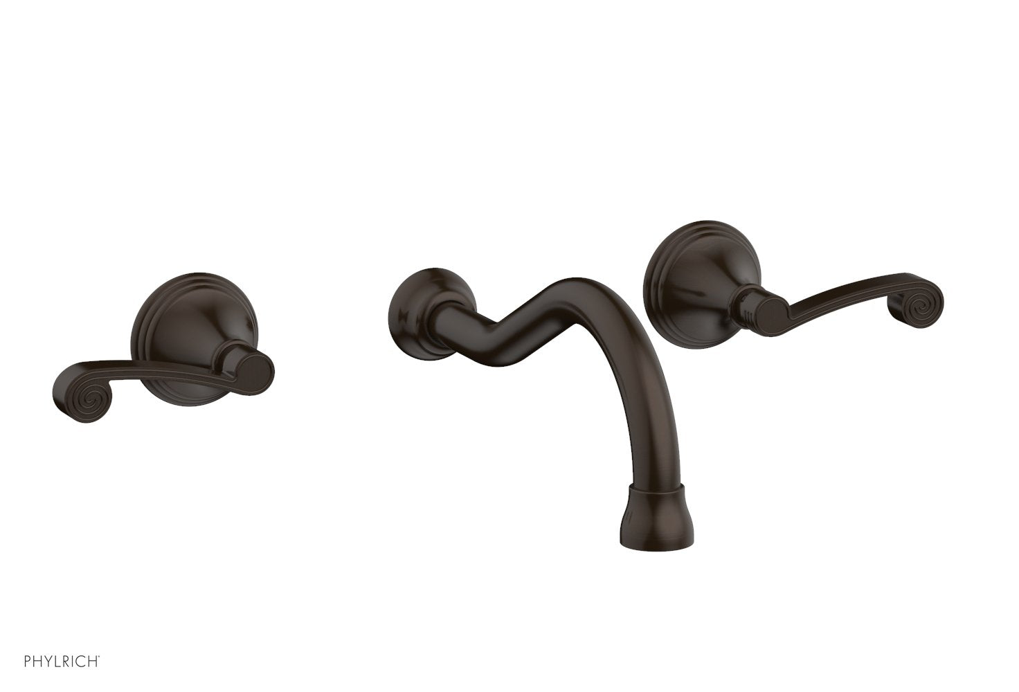 3RING Wall Lavatory Set   Curved Lever Handles by Phylrich - Antique Bronze