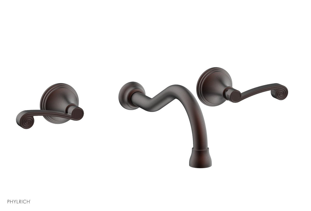 3RING Wall Lavatory Set   Curved Lever Handles by Phylrich - Weathered Copper