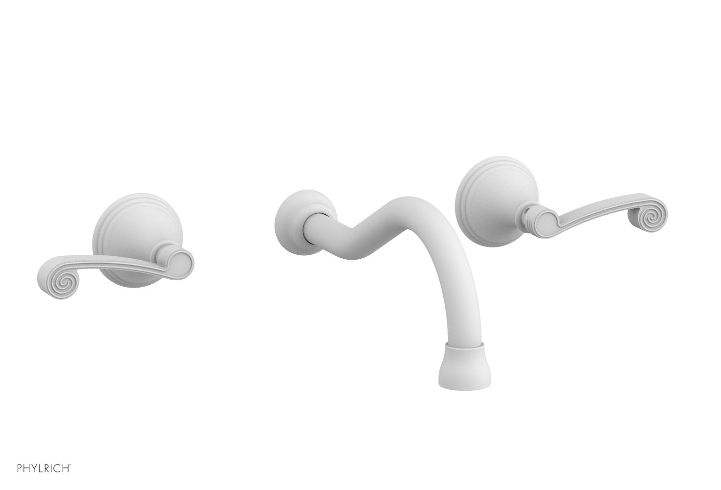 3RING Wall Lavatory Set   Curved Lever Handles by Phylrich - Satin White