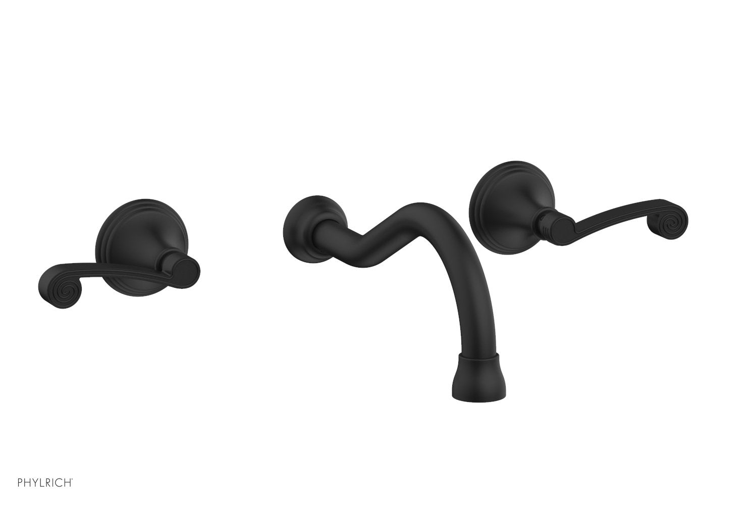 3RING Wall Lavatory Set   Curved Lever Handles by Phylrich - Satin Nickel