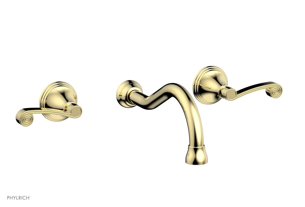 3RING Wall Lavatory Set   Curved Lever Handles by Phylrich - French Brass