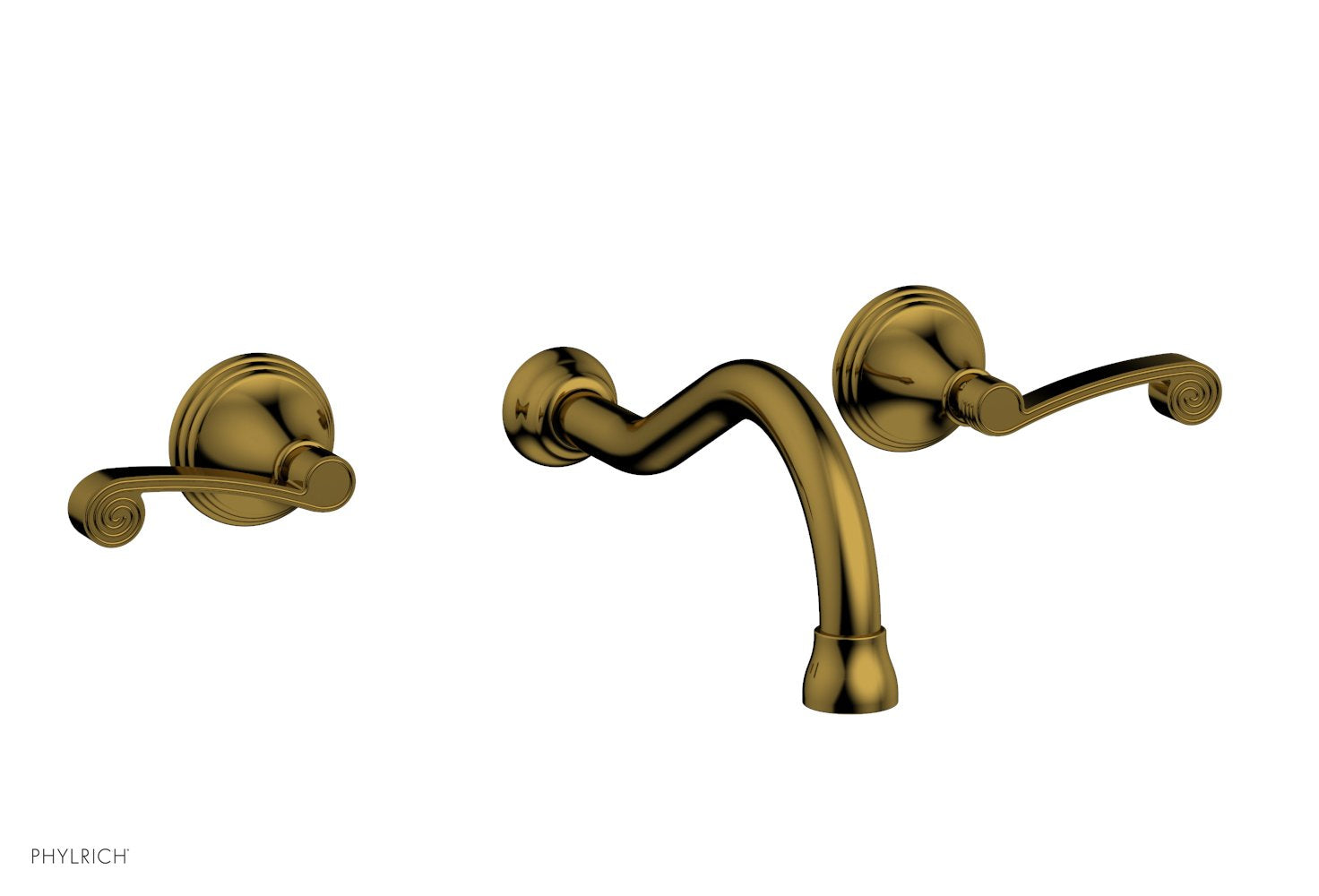 3RING Wall Lavatory Set   Curved Lever Handles by Phylrich - Polished Gold