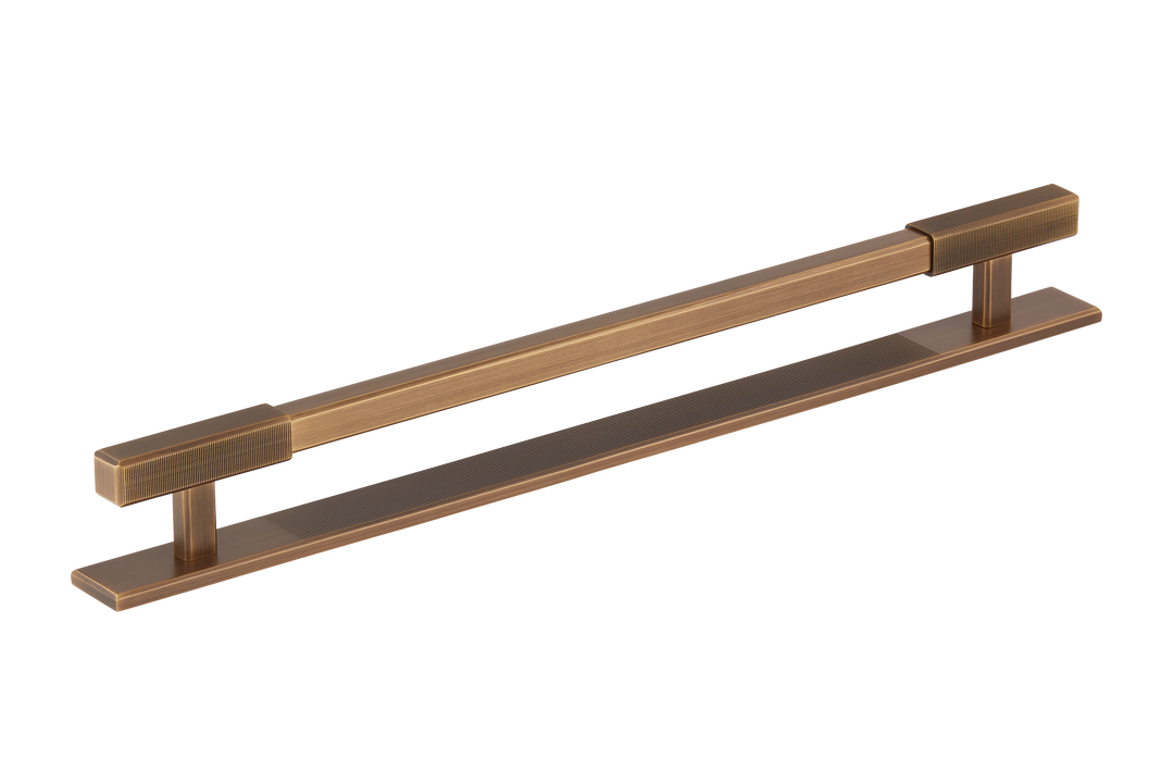 Digbeth Ridged Appliance Pull & Backplate by Armac Martin - 384mm - Satin Nickel Plate