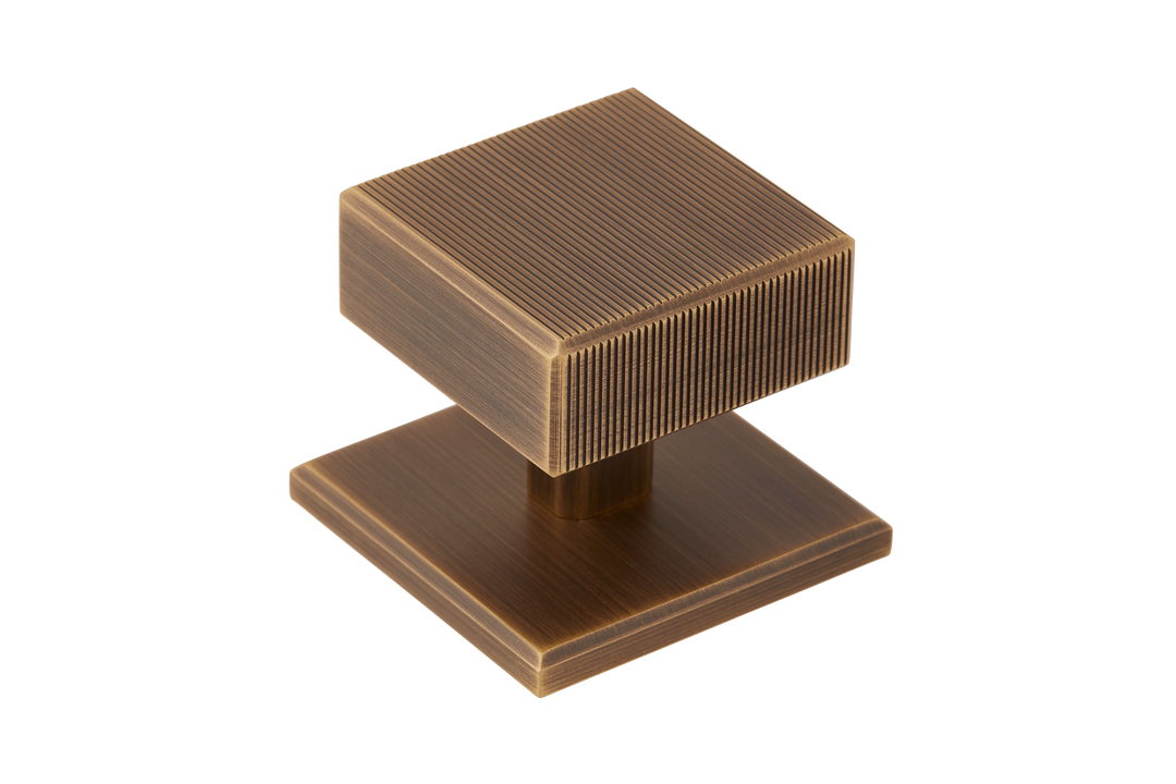 Digbeth Ridged Cabinet Knob & Backplate by Armac Martin - 38mm - Satin Nickel Plate