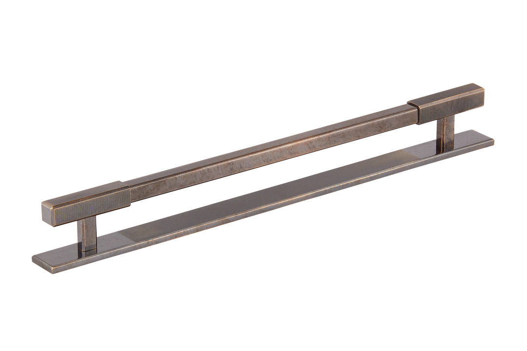 Digbeth Ridged Appliance Pull & Backplate by Armac Martin - 384mm - Antique Brass Unlacquered
