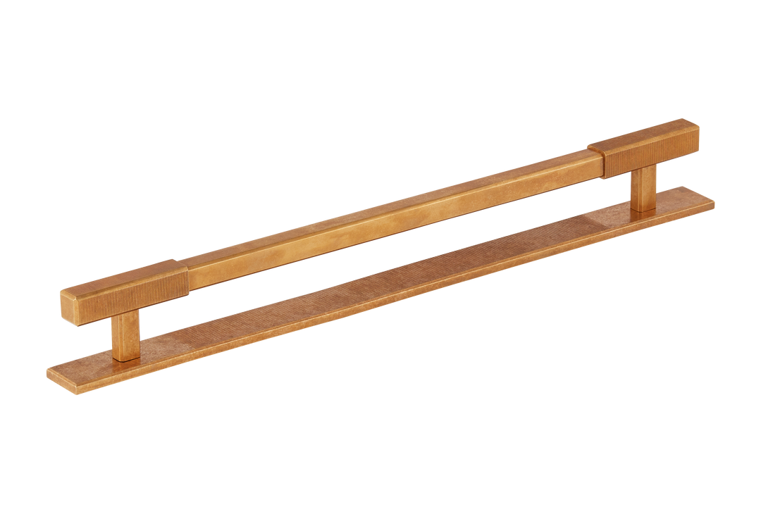 Digbeth Ridged Appliance Pull & Backplate by Armac Martin - 384mm - Burnished Brass