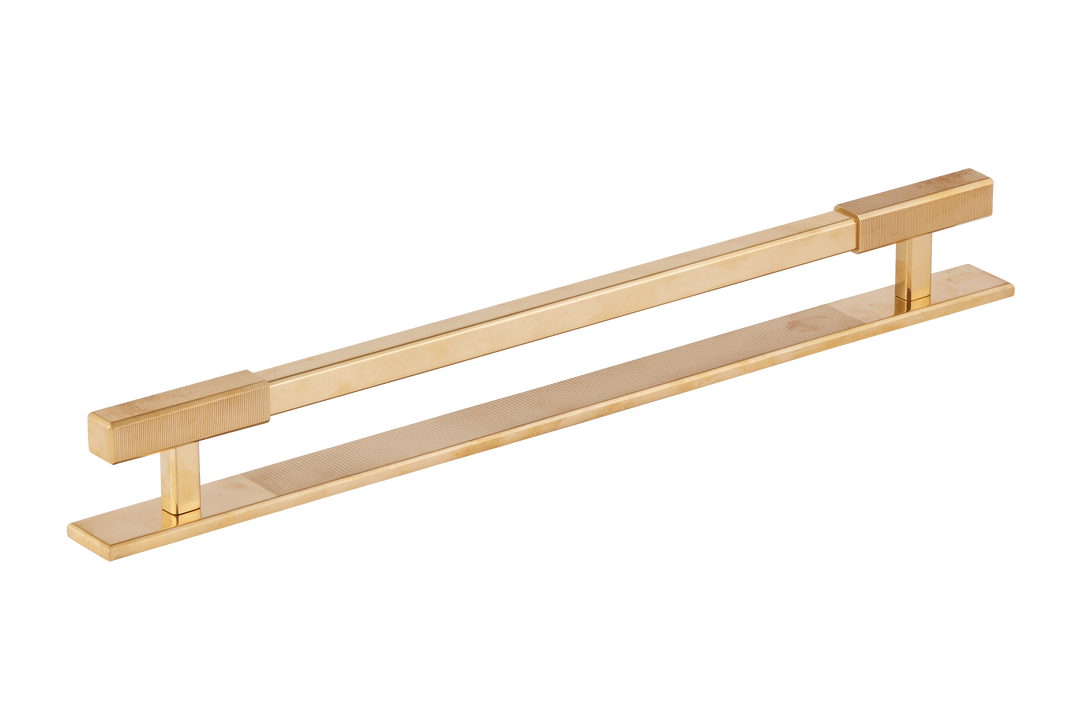 Digbeth Ridged Appliance Pull & Backplate by Armac Martin - 384mm - Hand Burnished Brass