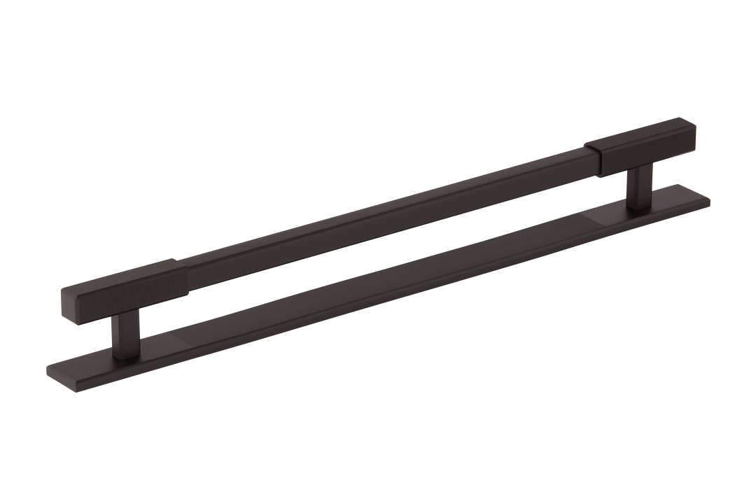 Digbeth Ridged Appliance Pull & Backplate by Armac Martin - 384mm - Matt Black Lacquered