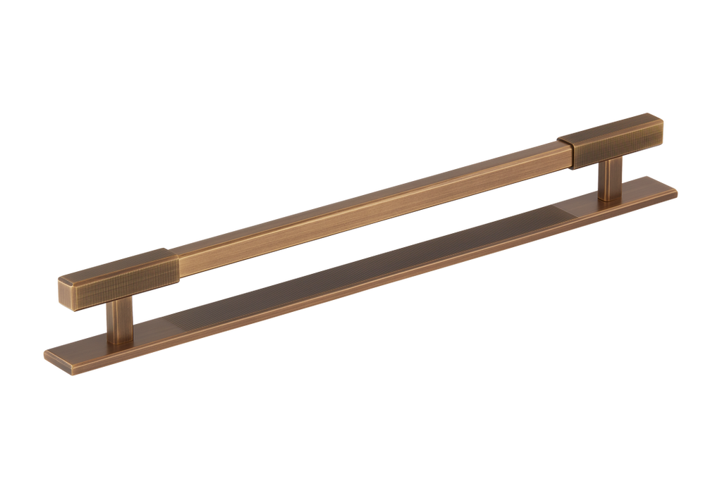 Digbeth Ridged Appliance Pull & Backplate by Armac Martin - 384mm - Satin Antique Satin Lacquered