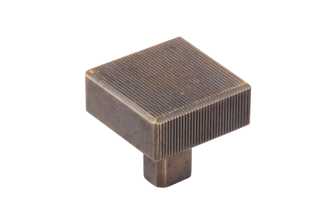 Digbeth Ridged Cabinet Knob by Armac Martin - 32mm - Antique Brass Unlacquered