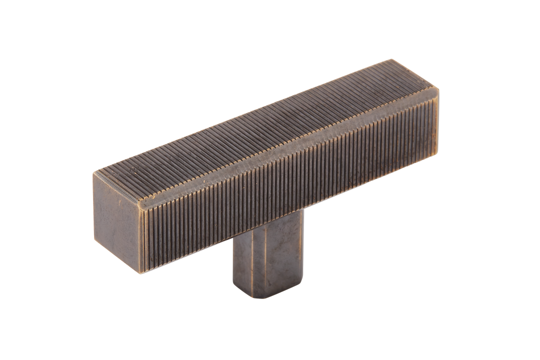 Digbeth Ridged T bar Handle by Armac Martin - 67mm - Antique Brass Unlacquered