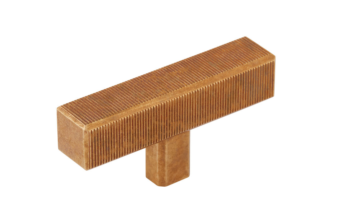 Digbeth Ridged T bar Handle by Armac Martin - 67mm - Burnished Brass