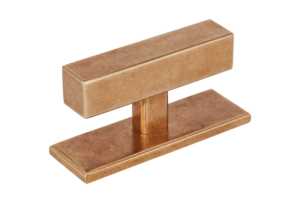 Digbeth Plain T bar Handle & Backplate by Armac Martin - 67mm - Satin Nickel Plate