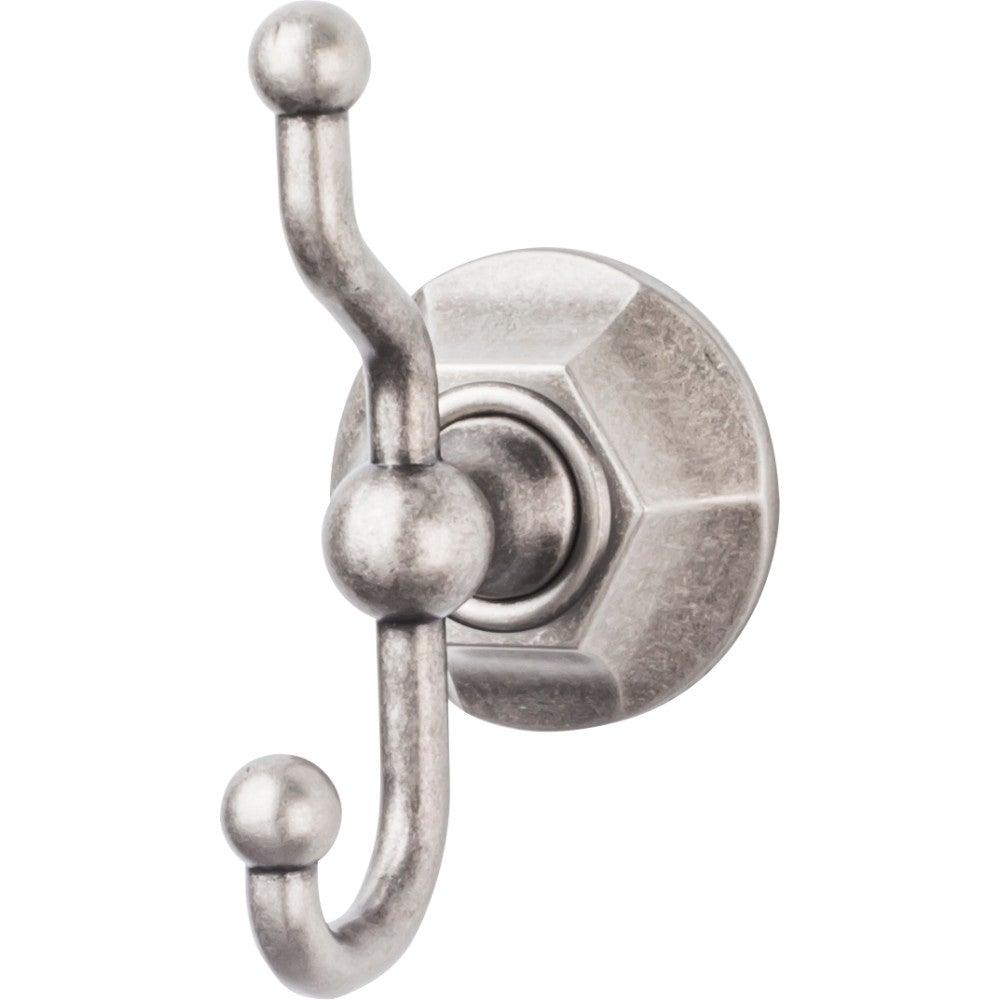 Edwardian Bath Double Hook - Hex Backplate - Antique Pewter - New York Hardware