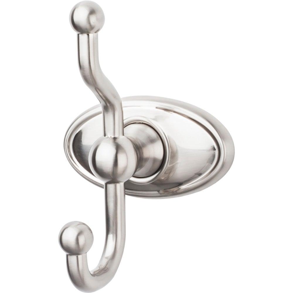Edwardian Bath Double Hook - Oval Backplate - Brushed Satin Nickel - New York Hardware
