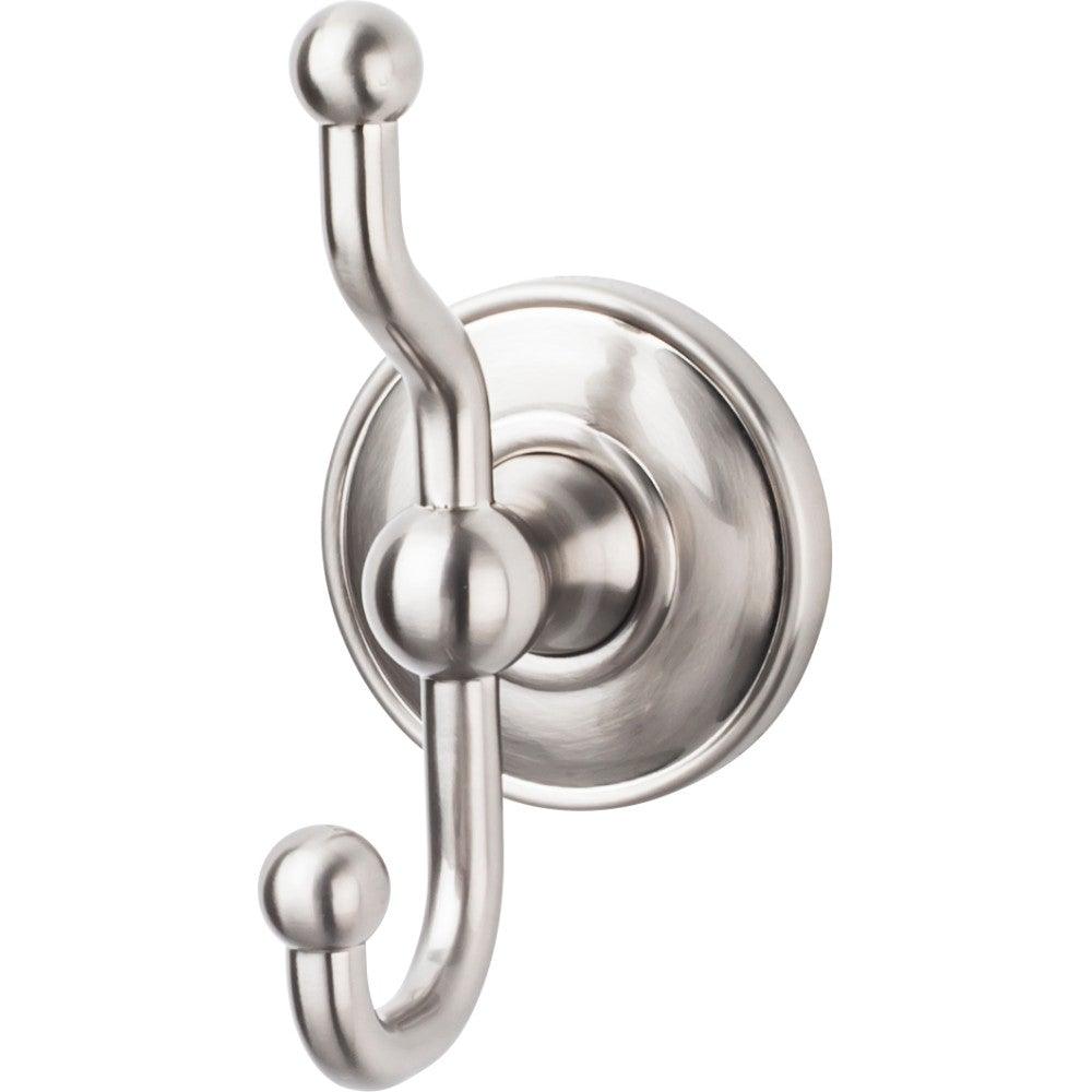 Edwardian Bath Double Hook - Smooth Backplate - Brushed Satin Nickel - New York Hardware