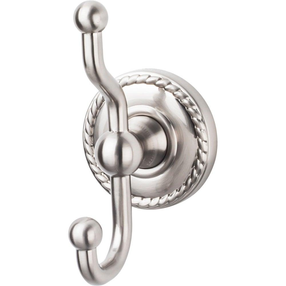 Edwardian Bath Double Hook - Rope Backplate - Brushed Satin Nickel - New York Hardware