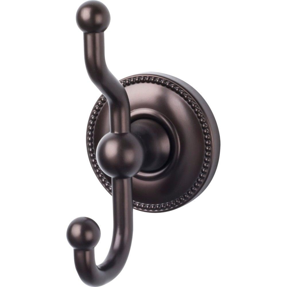 Edwardian Bath Double Hook - Beaded Backplate - Oil Rubbed Bronze - New York Hardware