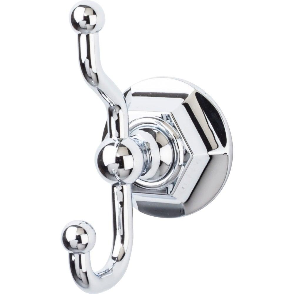 Edwardian Bath Double Hook - Hex Backplate - Polished Chrome - New York Hardware