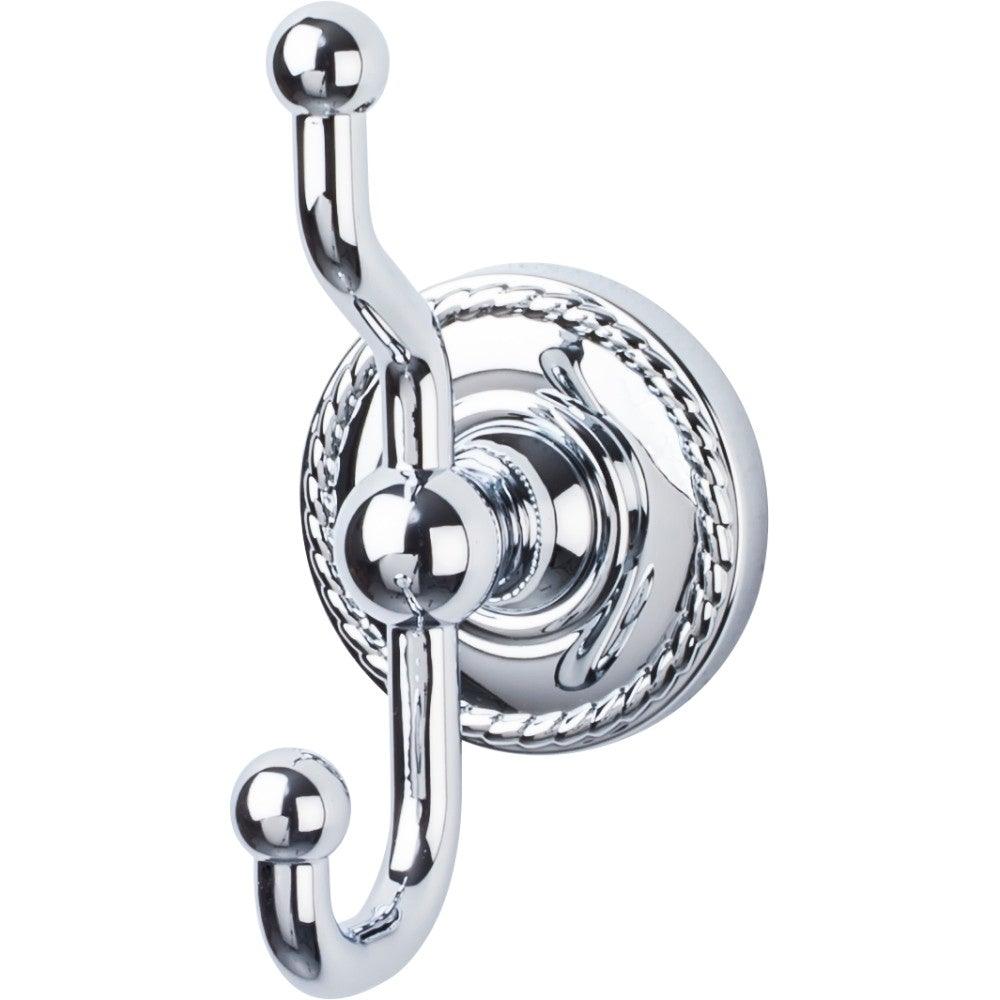 Edwardian Bath Double Hook - Rope Backplate - Polished Chrome - New York Hardware