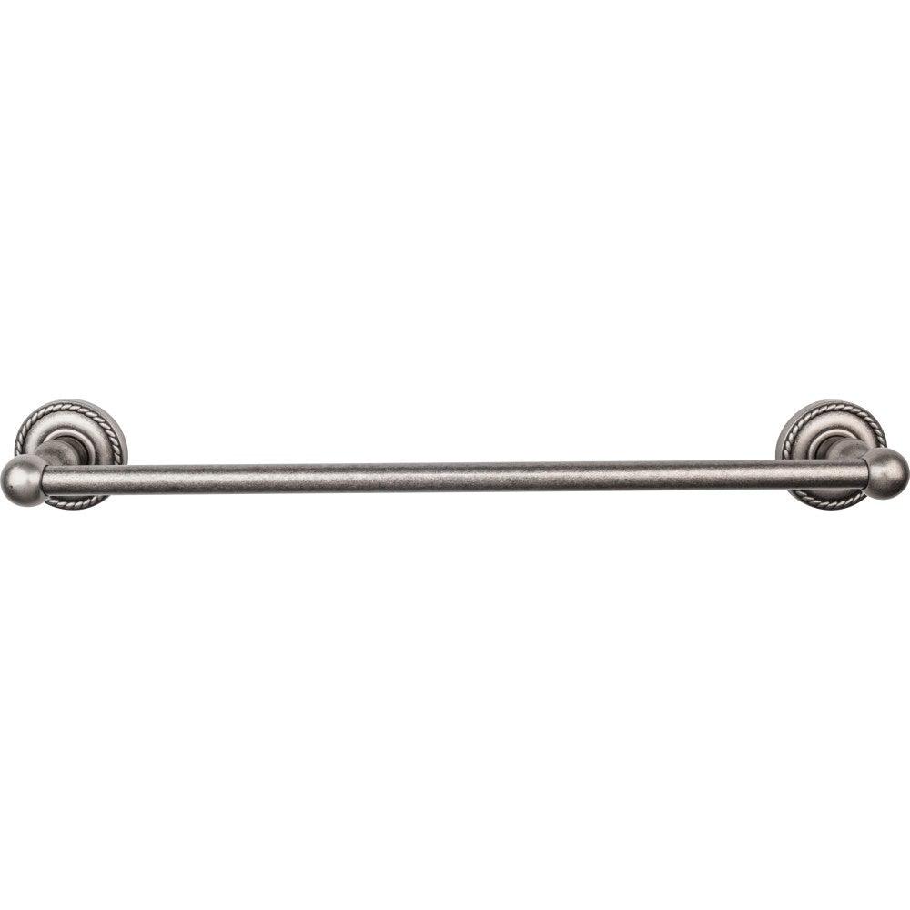 Edwardian Bath 18" Single Towel Rod - Rope Backplate - Antique Pewter - New York Hardware