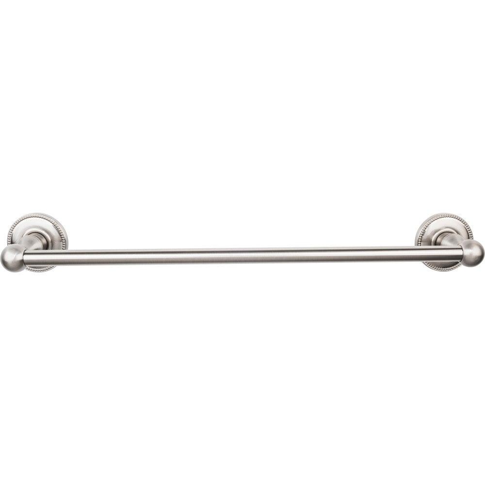 Edwardian Bath 18" Single Towel Rod - Beaded Backplate - Brushed Satin Nickel - New York Hardware