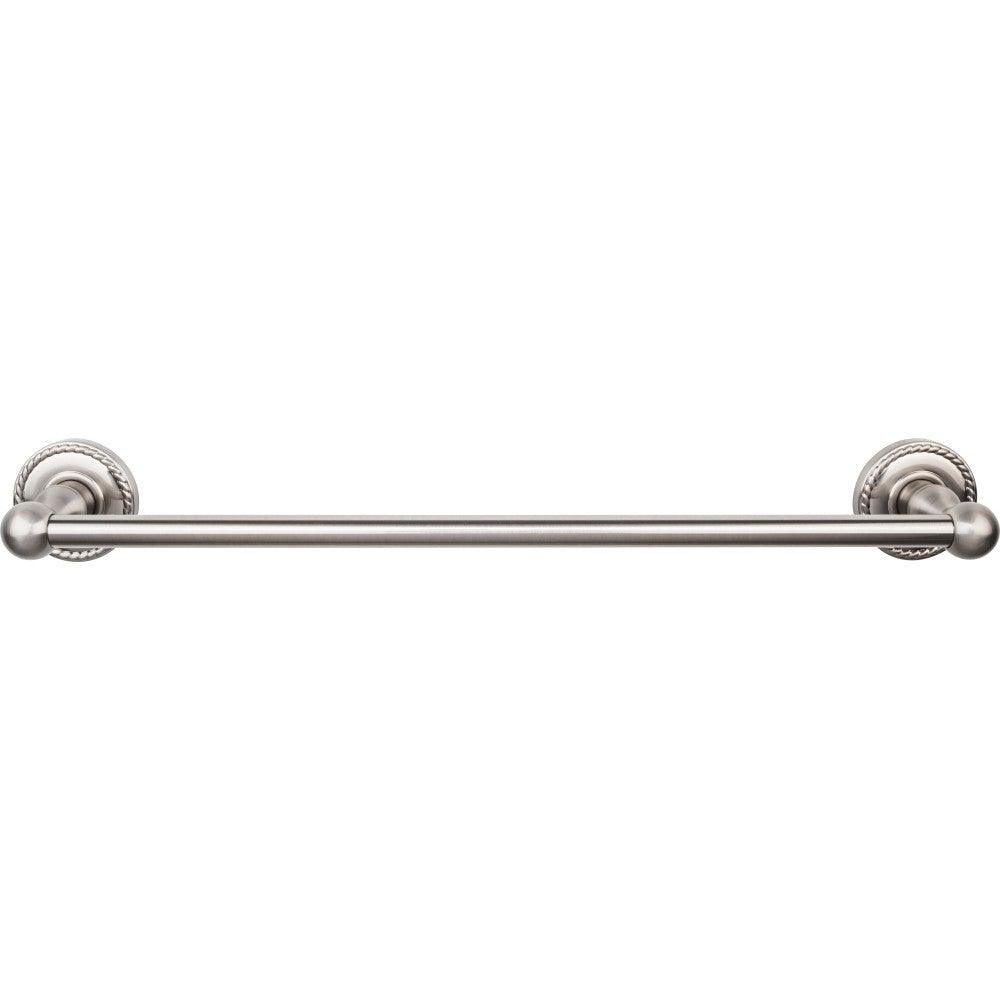Edwardian Bath 18" Single Towel Rod - Rope Backplate - Brushed Satin Nickel - New York Hardware