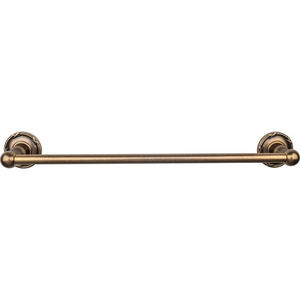 Edwardian Bath 18" Single Towel Rod - Ribbon Backplate - German Bronze - New York Hardware