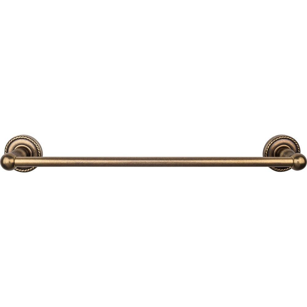 Edwardian Bath 18" Single Towel Rod - Rope Backplate - German Bronze - New York Hardware