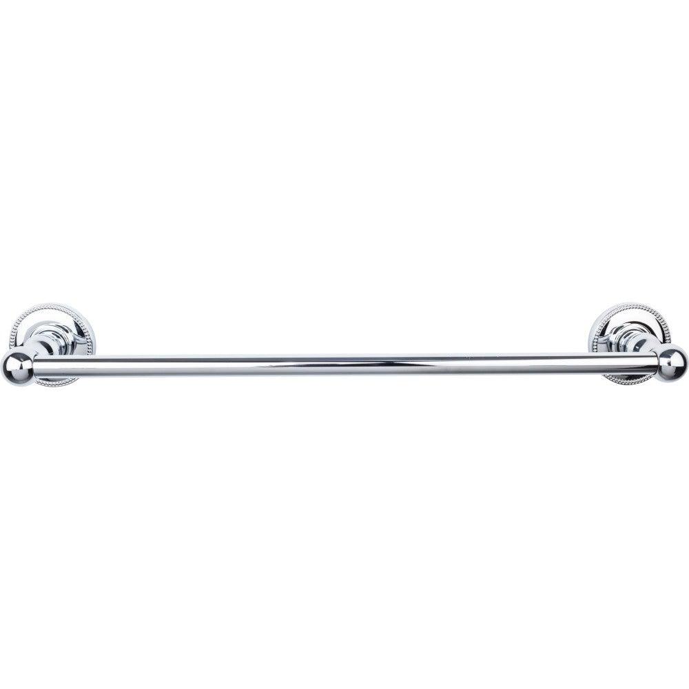 Edwardian Bath 18" Single Towel Rod - Beaded Backplate - Polished Chrome - New York Hardware