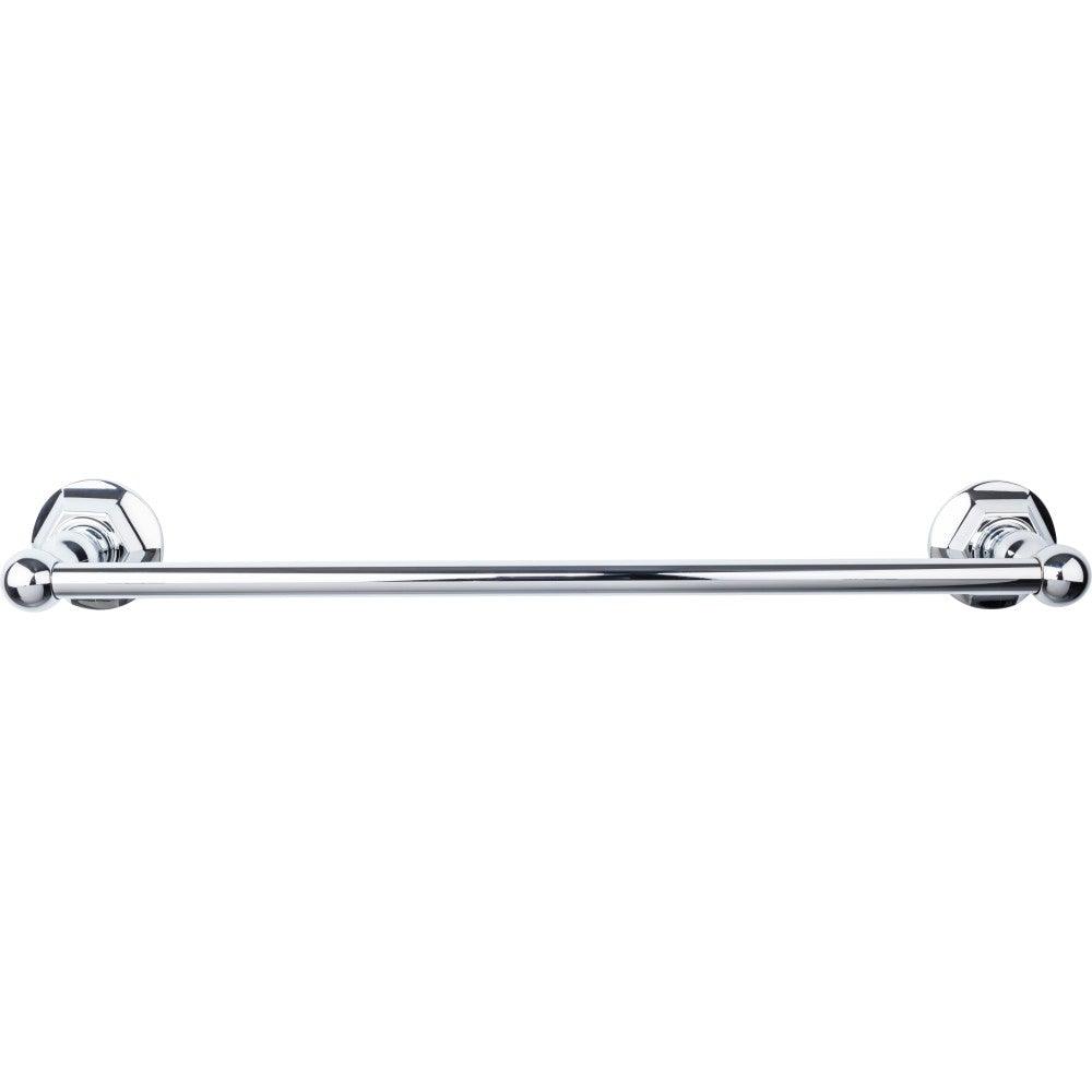 Edwardian Bath 18" Single Towel Rod - Hex Backplate - Polished Chrome - New York Hardware
