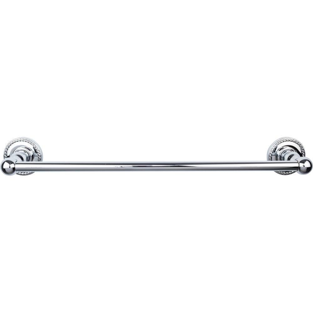 Edwardian Bath 18" Single Towel Rod - Rope Backplate - Polished Chrome - New York Hardware