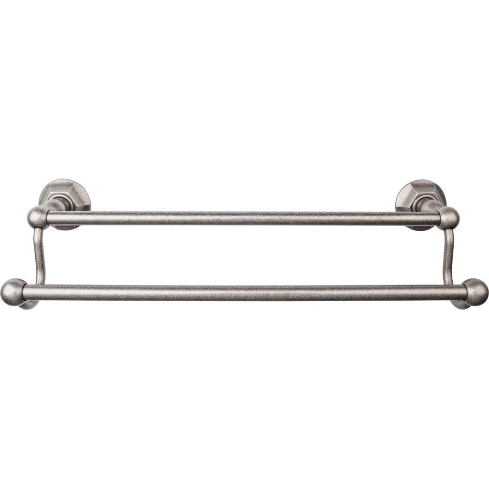Edwardian Bath 18" Double Towel Rod - Hex Backplate - Antique Pewter - New York Hardware