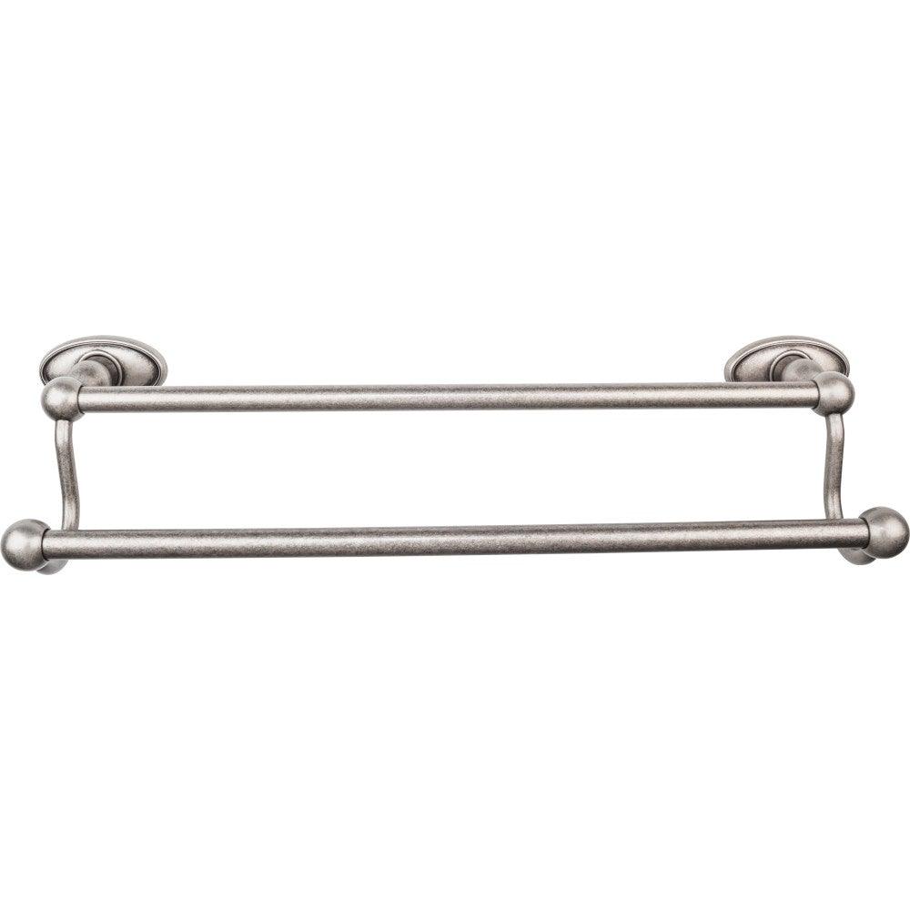 Edwardian Bath 18" Double Towel Rod - Oval Backplate - Antique Pewter - New York Hardware