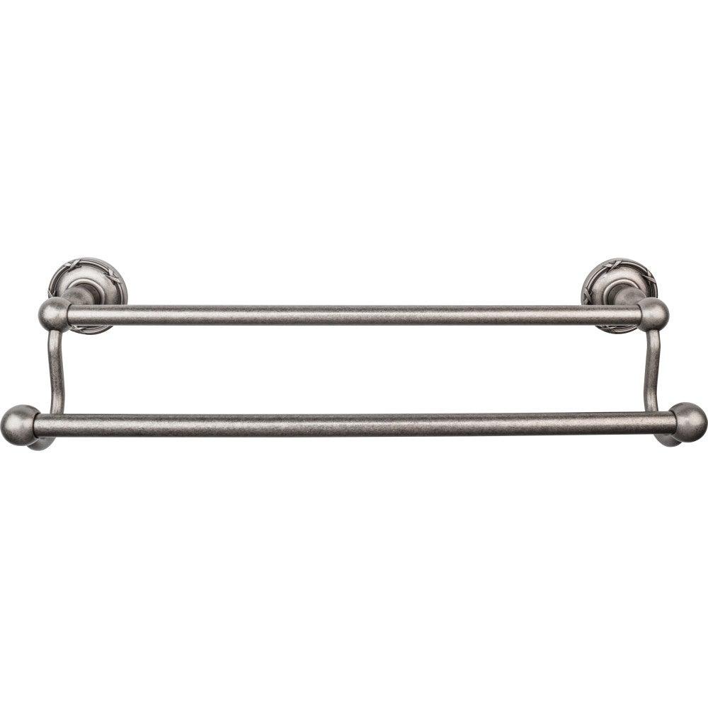 Edwardian Bath 18" Double Towel Rod - Ribbon Backplate - Antique Pewter - New York Hardware