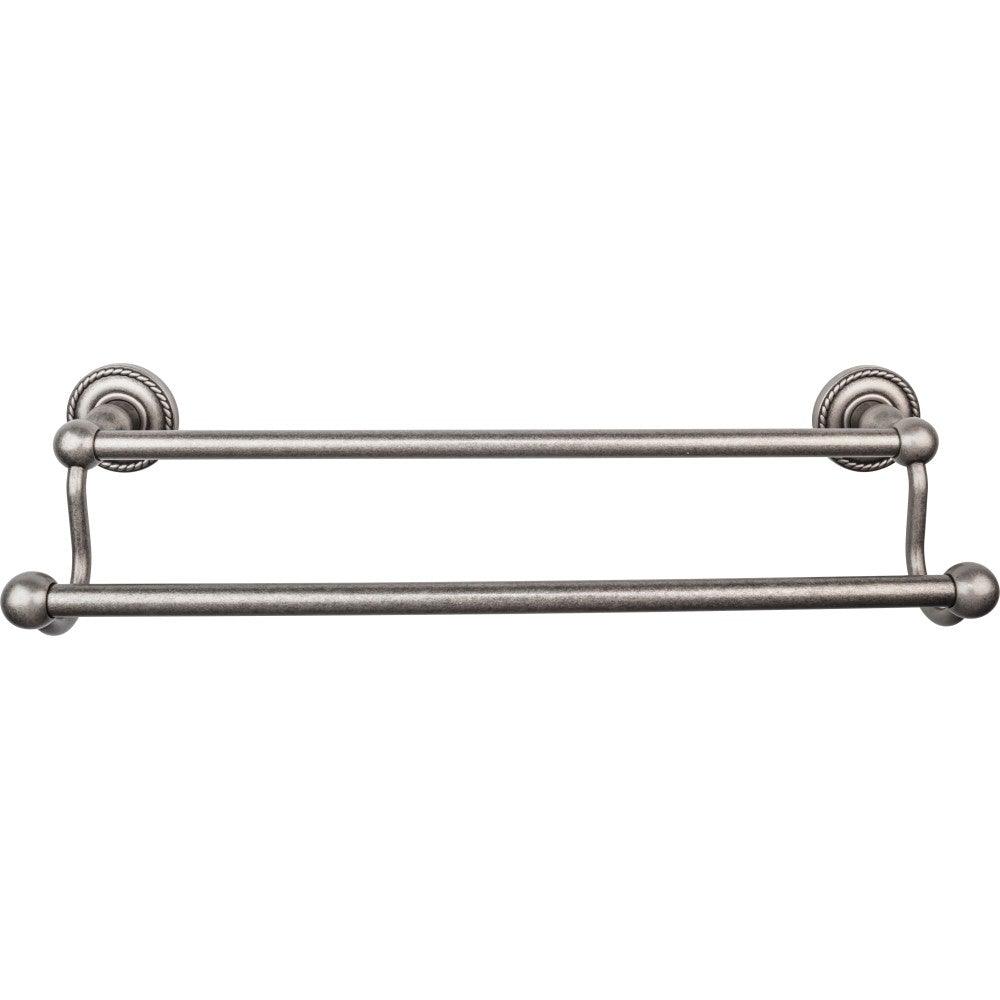 Edwardian Bath 18" Double Towel Rod - Rope Backplate - Antique Pewter - New York Hardware